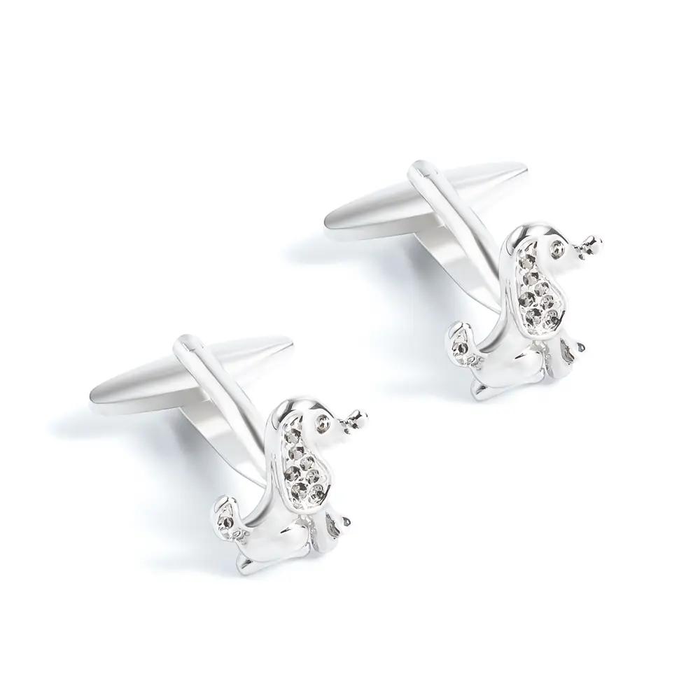 Wholesale Cute Funny Cheap Custom Design Brass Material Diamond Dog Animal Cufflinks CL0268