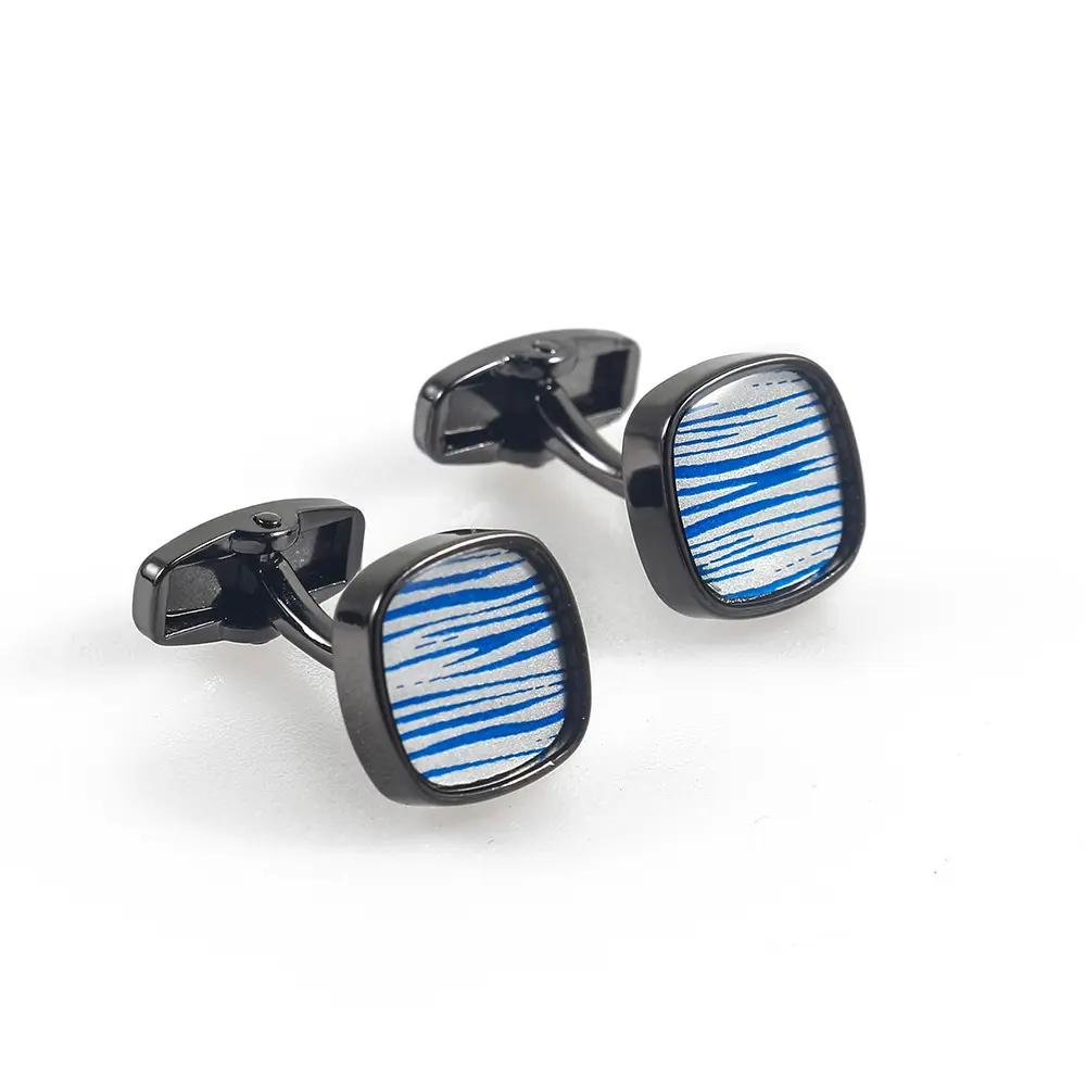 Low Price Mens Classic Blue Striped Square Cufflinks Shirt Tuxedo Cuffs Accessories