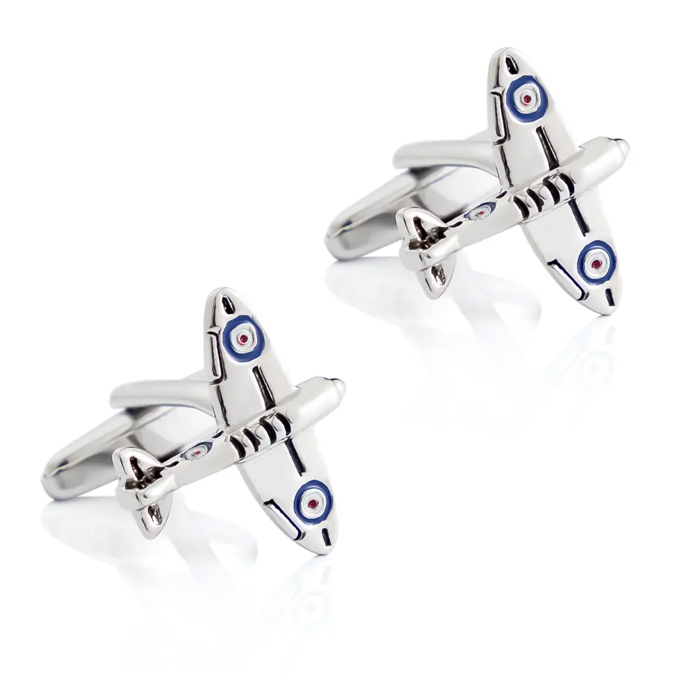 Factory Low MOQ Personalised Brass Novelty Silver 3D Airplane Cufflinks Gift for Men CC0014