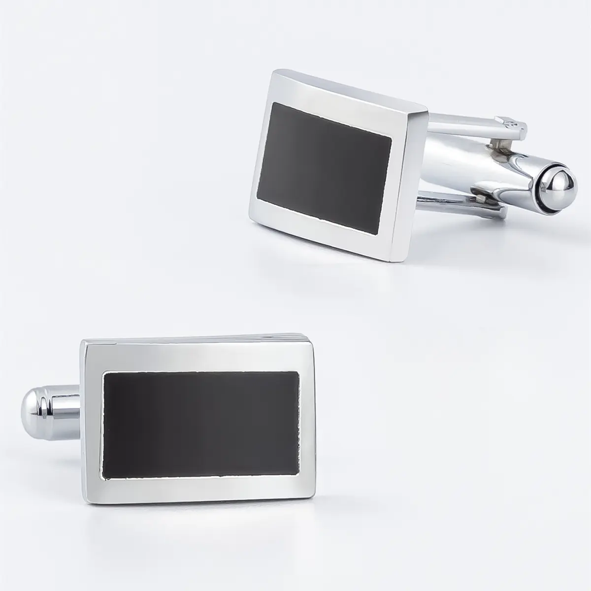 China Factory Business Fashion Cheap Blank Copper Black Enamel Cufflinks for Men CC-Q071