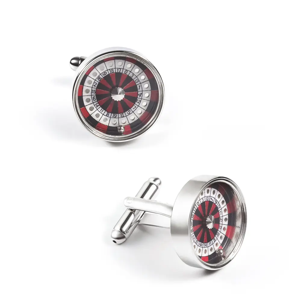Popular Game Prize Roulette CuffLinks with Silver Plated