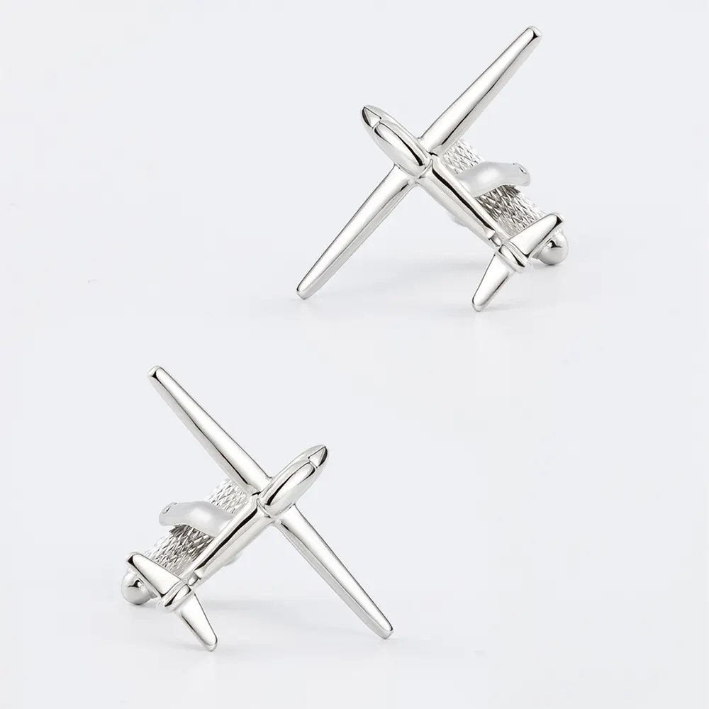 Metal Cufflinks Silver Airplane Logo With Custom Aircraft Men Accessories CL0221-S