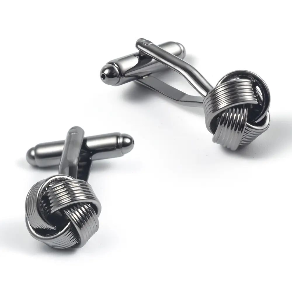 Wholesale Low MOQ Modern Gunmetal Color Metal Knot Cufflinks Men Gifts