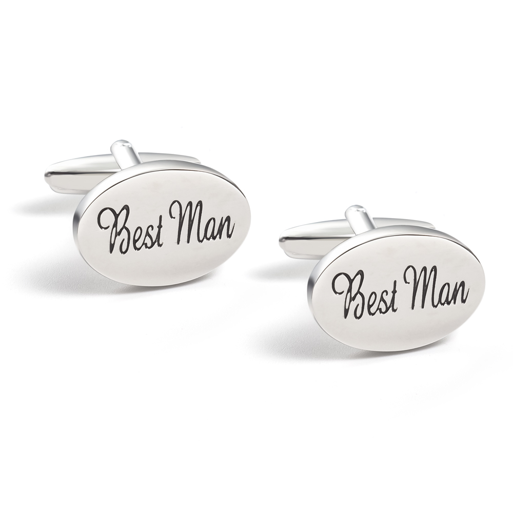 Wholesale Silver Oval Best Man Letter Wedding French Brass Cufflinks  Best Selling for Men Gifts CC0283