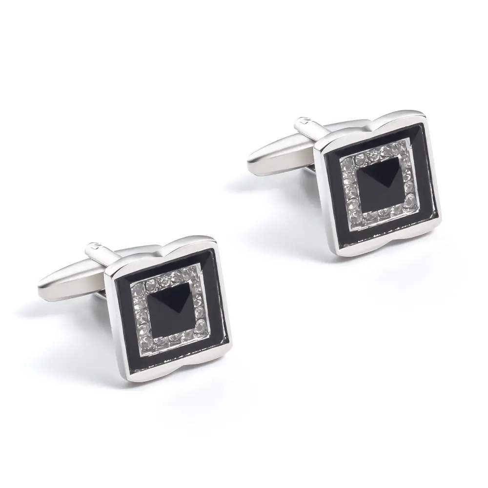 French High Quality Copper Alloy Elegant Cubic Zirconia Square Jewelry Cuff Links Cufflinks CS0073-S