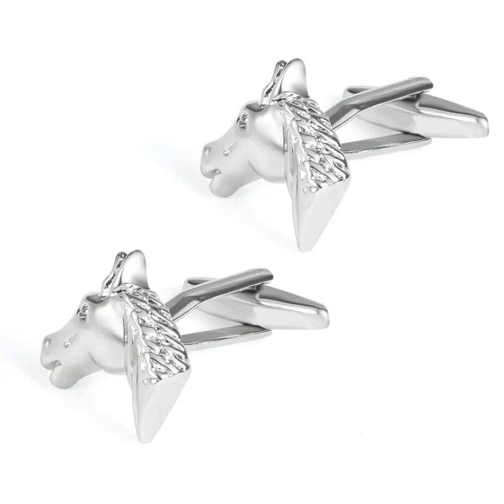 Men's Business Casual High Quality Copper Silver Knight Horse Head Jewelry Men Cufflinks CL0035