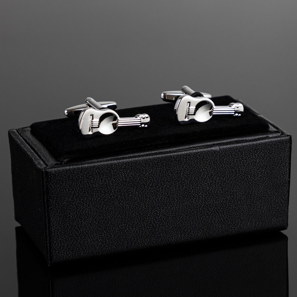 Mens Fashion Copper Wedding Novelty Ukulele Design Silver Color Cuff links for Men Shirt CL0026