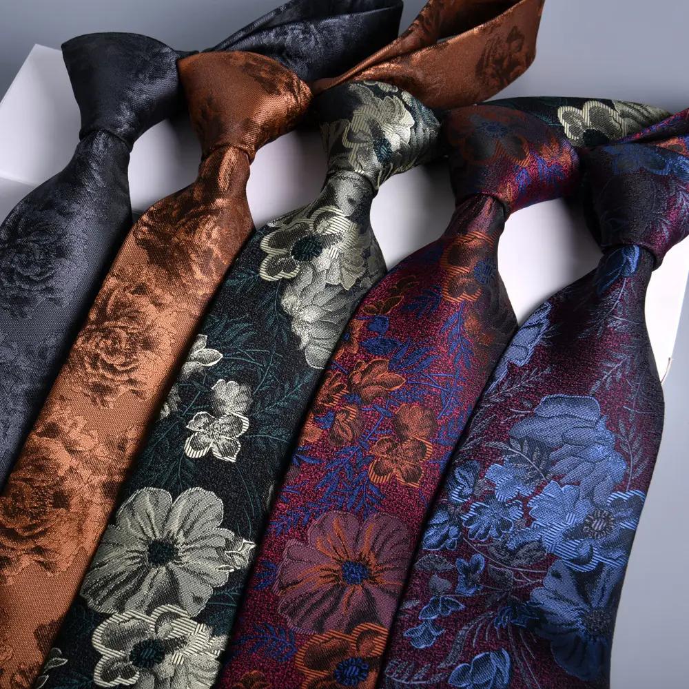 OEM Custom Elegant Men's Classic Floral Patterned  Business Jacquard 8cm Polyester Ties PT807