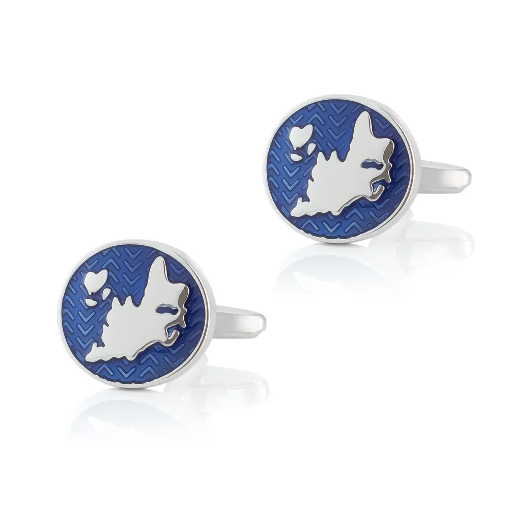 Wholesale Classic Blue Enamel Cufflinks World Map Cuff Links for Mens Business French Cuffs CC0327