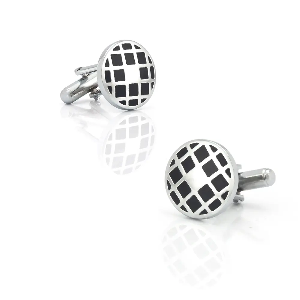 Wholesale Men's Trendy Vintage  Round Black Enamel Cufflinks Shirt Accessory CC-Q291