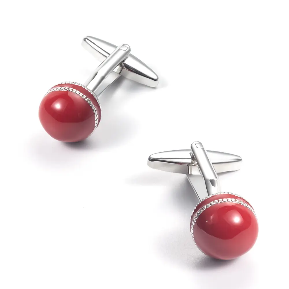 Factory Wholesale Personalised Enamel Red Cricket Ball Cufflinks Men Gifts CC0031-Ball