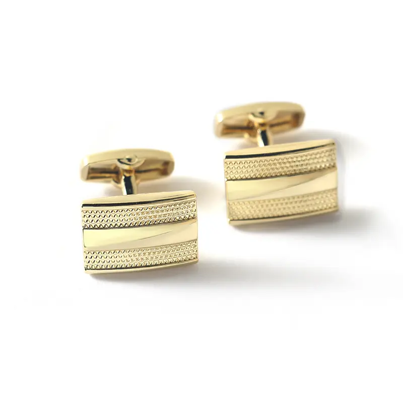 French Rectangular Gold Plated Classic Cufflink...