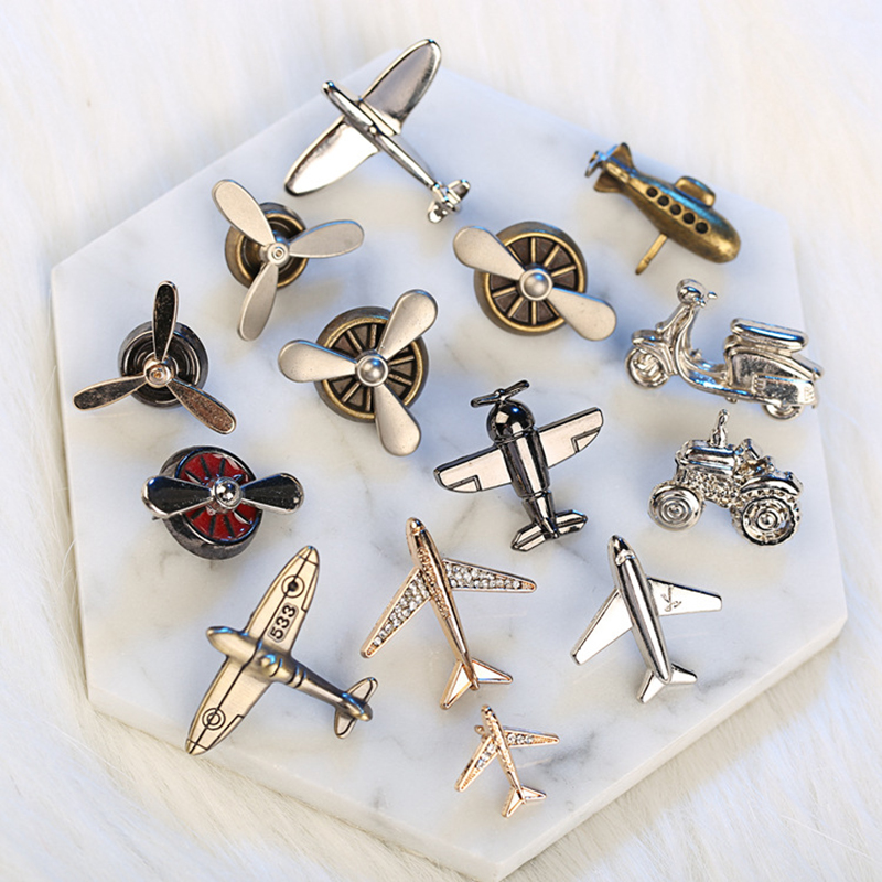 Personalized Vintage Metal Aircraft Engine Brooch Men's Suit Shirt Collar Pin Jewelry BC-1075