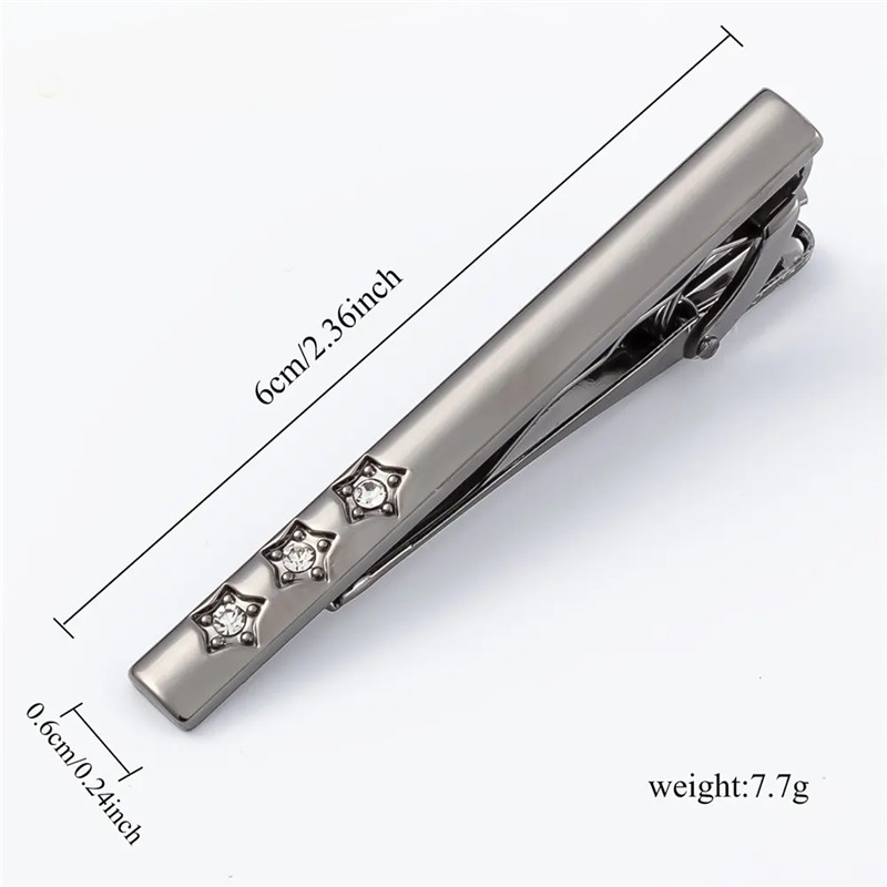 Star Curved Rose Gold Plated Tie bar and Cufflink set with Crystal Men Business Gifts03.jpg