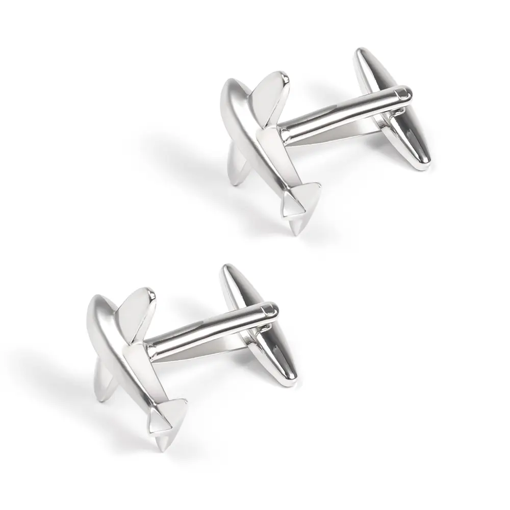 Classics Silver Plated Copper Material Airplane Aviation Cufflinks For Men CL0218
